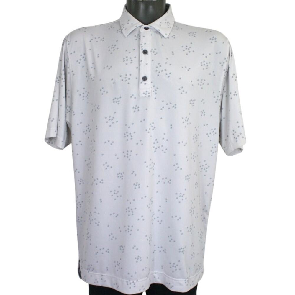 FootJoy FJ Golf Polo Shirt Mens L Gray Bird Print Stretch Performance